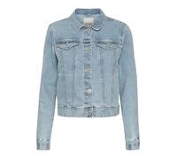 ICHI IHBILLY Veste demi-saison en jean pour femme en mélange de coton Coupe droite, Bleu clair délavé (200792), 42