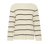Ichi - Pull Rayé Lait d'Amande - Femme - Pulls - Beige - Taille: 40 FR