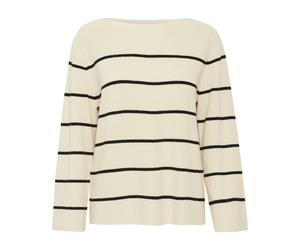Ichi - Pull Rayé Lait d'Amande - Femme - Pulls - Beige - Taille: 42 FR
