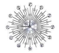 Ichiias Horloge Murale Sparkling Bling Métallique Argent en Forme De Fleur Horloge pour Salon Bureau(01)