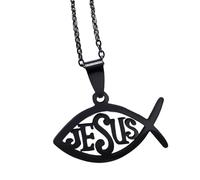 Ichthys Collier avec pendentif en forme de poisson avec chaîne en acier inoxydable pour femme Accessoire de fête 50 cm