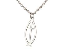 Ichthys Jésus Collier avec pendentif en forme de croix de poisson pour l'abondance et la foi