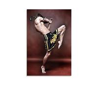 ICHU Poster mural décoratif sur toile Muay Thai Fighter - Décoration moderne pour chambre à coucher - 60 x 90 cm