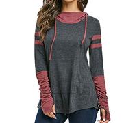 iChunhua Sweat à capuche avec trous pour les pouces, à manches longues, avec cordon de serrage, pour femme, tailles S - XXL - Gris - 36