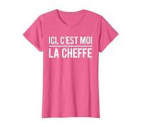 Ici C'est Moi La Cheffe Blague Patronne Humour T-Shirt, Femme, Rose Chiné, M