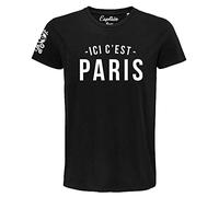 Ici C'est Paris | T-Shirt Foot 100% Coton Bio | PSG idée Cadeau Originale Supporter Parisien Messi Mbappe Neymar (as4, Alpha, l, Regular, Regular, L)