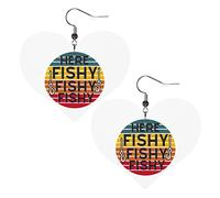 Ici Fishy Fishy Fishy Boucles d'oreilles en cuir pour femmes Dangle Boucle d'oreille Goutte Coeur Pendentif Avec Crochet Cadeaux Pour Fille Adulte