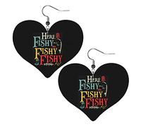 Ici Fishy Fishy Fishy Boucles d'oreilles en cuir pour femmes Dangle Boucle d'oreille Goutte Coeur Pendentif Avec Crochet Cadeaux Pour Fille Adulte