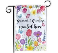 Ici, Les Petits-Enfants Et Les Petits-Chiens Sont Gâtés Par Grand-Mère. Drapeaux De Jardin 30X45Cm Bannière Éclatantes Durable Drapeau De Cour Pour Chambres Vacances Porte