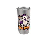 Ici pour l'équipage de la compagnie aérienne d'Halloween Boos Flight Attendant Gobelet isotherme en acier inoxydable double paroi