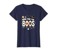Ici pour Les Boos : Effrayant Halloween Party Fun T-Shirt, Femme, Bleu Marine, XL