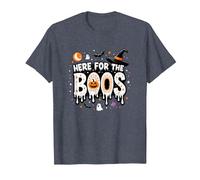 Ici pour Les Boos : Effrayant Halloween Party Fun T-Shirt, Homme, Bleu Chiné, 5XL