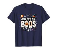 Ici pour Les Boos : Effrayant Halloween Party Fun T-Shirt, Homme, Bleu Marine, 5XL
