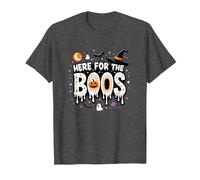 Ici pour Les Boos : Effrayant Halloween Party Fun T-Shirt, Homme, Chiné Foncé, 5XL