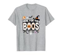 Ici pour Les Boos : Effrayant Halloween Party Fun T-Shirt, Homme, Gris Chiné, 5XL
