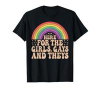Ici pour Les Filles Gays et theys Rainbow LGBTQ Pride T-Shirt Graphique avec Valeur