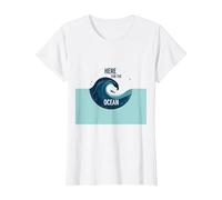 Ici pour l'océan : Surfer's Paradise Wave T-Shirt, Femme, Blanc, XS