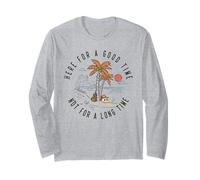 Ici pour Passer Un Bon Moment, Pas pour Longtemps Beach Skull Waves Manche Longue