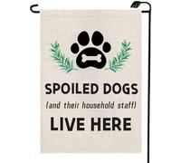 Ici Vivent Des Chiens Gâtés Garden Flag Double Face Drapeaux Couleurs Vives Bannière Pour Cour Jardin Porche 30X45Cm