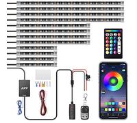 icicar Kit de 12 LED RVB pour moto, contrôle par application, double télécommande, multicolore, étanchéité IP68, synchronisation de la musique, lumière d'accentuation avec clignotant de frein pour