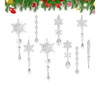 Icicles Decorations - 10 pièces Shatterproof | Snowflake Teardrop Winter Decor Set For Christmas, Holiday, Indoor & Outdoor Use On Walls, Window, Doors, Bedrooms, Yards, Porches, And Living Spaces