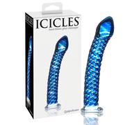 Icicles No. 29 - gode spiral pour pénis - verre bleu
