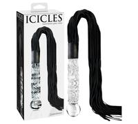 Icicles No. 38 - fouet en cuir et godemichet en verre - transparent/noir