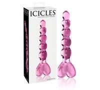Icicles No. 43 - godemichet en verre avec perles et cœur - rose