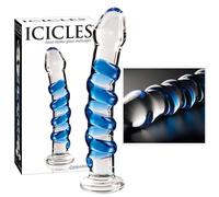 Icicles No. 5 - spirale de verre (transparente-bleu)