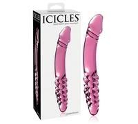 Icicles No. 57 - Double Dong en Verre Rose (Design Phallique)