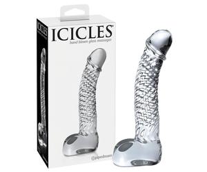 Icicles No. 61 - godemichet verre avec boules et pénis - transparent