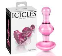 Icicles No. 75 - plug anal cœur - verre rose