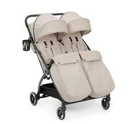 Ickle Bubba Aries Double Max Poussette à pliage automatique (pierre) - Poussette jumelle fine et légère de 10,5 kg, pliable à une main, sièges réglables, pare-soleil ventilés, housse de pluie
