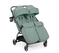 Ickle Bubba Aries Double Max Poussette à pliage automatique (vert sauge) - Poussette jumelle fine et légère de 10,5 kg, pliable à une main, sièges réglables, pare-soleil ventilés, housse de pluie