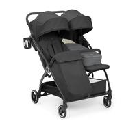 Ickle Bubba Aries Double Prime Poussette à pliage automatique (gris graphite) - Poussette double légère de 10,5 kg, pliable à une main, sièges réglables, housse de pluie, repose-pieds, porte-gobelet