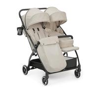 Ickle Bubba Aries Double Prime Poussette à pliage automatique (pierre) - Poussette double légère de 10,5 kg, pliable à une main, sièges réglables, housse de pluie, repose-pieds, porte-gobelet et