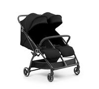Ickle Bubba Aries Poussette double à pliage automatique (Noir) - Poussette jumelle fine et légère de 10,5 kg, pliage automatique à une main, sièges réglables, pare-soleil ventilés, housse de pluie