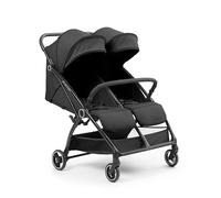 Ickle Bubba Aries Poussette double auto-pliable (gris graphite) - Poussette jumelle fine et légère de 10,5 kg, pliage automatique à une main, sièges réglables, pare-soleil ventilés, housse de pluie