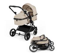 Ickle Bubba Atom 3-en-1 Système de Voyage i-Size - Poussette Légère et Compacte, Siège Auto Cirrus Inclus, Convient dès la Naissance jusqu'à 22kg, Pliage Facile dans Tous les Modes (Pierre)