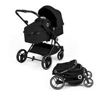 Ickle Bubba Atom 3-en-1 Système de Voyage i-Size - Poussette Légère et Compacte, Siège Auto Cirrus Inclus, Convient dès la Naissance jusqu'à 22kg, Pliage Facile dans Tous les Modes (Noir)