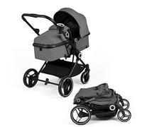 Ickle Bubba Atom 3-en-1 Système de Voyage i-Size - Poussette Légère et Compacte, Siège Auto Cirrus Inclus, Convient dès la Naissance jusqu'à 22kg, Pliage Facile dans Tous les Modes (Graphite Gris)