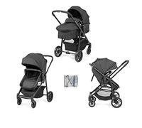 Ickle Bubba Star Poussette 2 en 1 - Noir | Comprend un siège de poussette convertible, une capote UPF 50+, un pliage à une main, un grand panier de courses et des roues robustes