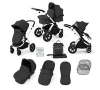 Ickle Bubba Stomp Luxe Poussette 9 pièces - De la naissance à 22kg (env. 4 ans) - Poussette pliable légère avec roues anti-crevaison et accessoires inclus (Gris anthracite/noir, Châssis argenté)