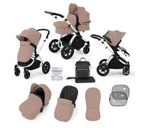 Ickle Bubba Stomp Luxe Poussette 9 pièces - De la naissance à 22kg (env. 4 ans) - Poussette pliable légère avec roues anti-crevaison et accessoires inclus (Désert/Noir, Châssis argenté)