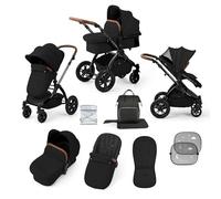 Ickle Bubba Stomp Luxe Poussette 9 pièces - De la naissance à 22kg (env. 4 ans) - Poussette pliable légère avec roues anti-crevaison Accessoires inclus (Minuit/Beige, Châssis Noir)