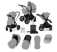Ickle Bubba Stomp Luxe Poussette 9 pièces - De la naissance à 22kg (env. 4 ans) - Poussette pliable légère avec roues anti-crevaison Accessoires inclus (Gris perle/Noir, Châssis Noir)