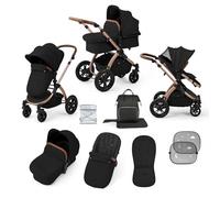 Ickle Bubba Stomp Luxe Poussette 9 pièces - De la naissance à 22kg (env. 4 ans) - Poussette pliable légère avec roues anti-crevaison Accessoires inclus (Minuit/Beige, Châssis en bronze)