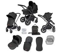 Ickle Bubba Stomp Luxe Poussette 9 pièces - De la naissance à 22kg (env. 4 ans) - Poussette pliable légère avec roues anti-crevaison Accessoires inclus (Minuit/Noir, Châssis Noir)