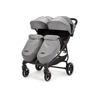 Ickle Bubba Venus Max Poussette double - Convient de la naissance à 15 kg (environ 3 ans), compacte, légère, pliable, comprend 2 chauffe-pieds matelassés et une housse de pluie (Gris de l'espace)