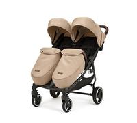 Ickle Bubba Venus Max Poussette double - Convient de la naissance à 15 kg (environ 3 ans), compacte, légère, pliable, comprend 2 chauffe-pieds matelassés et une housse de pluie (Biscuit)